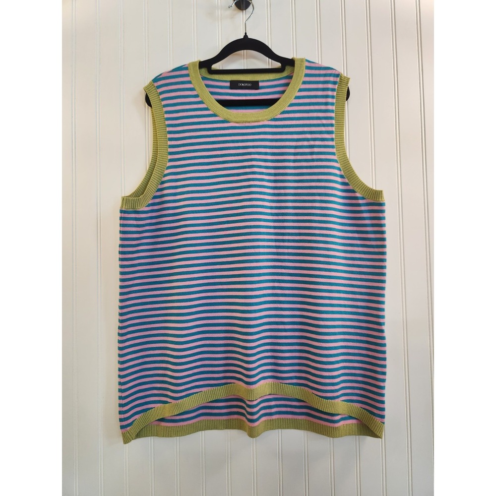 Dokotoo Pink & Blue Striped Knit XL Tank Top